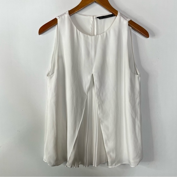 Zara Tops - Zara‎ Split Front White Dressy Tank Top Size Small